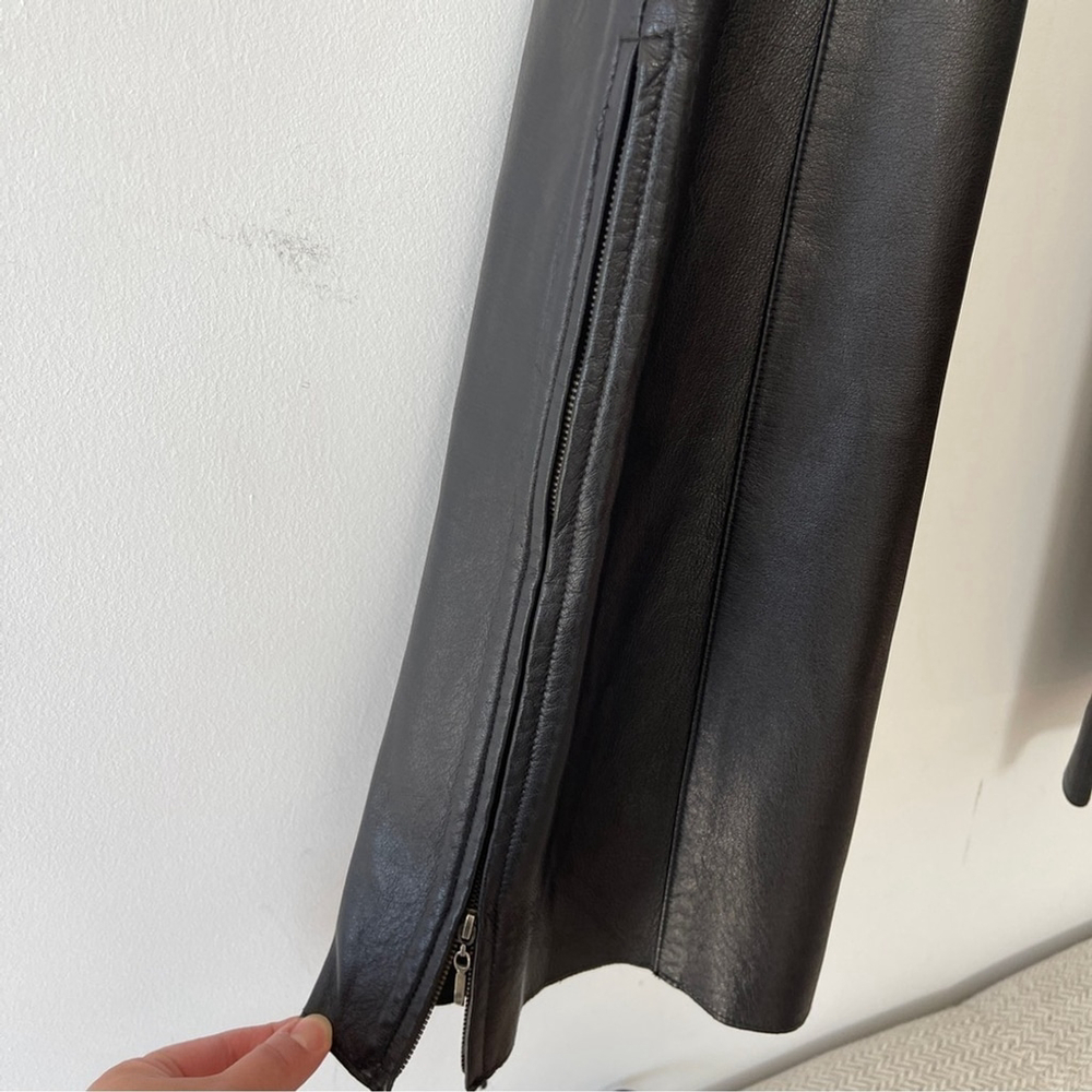 Vintage Danier Black Flare Leather Trousers 6 mid-rise soft leather 90's zip leg - Picture 5 of 9